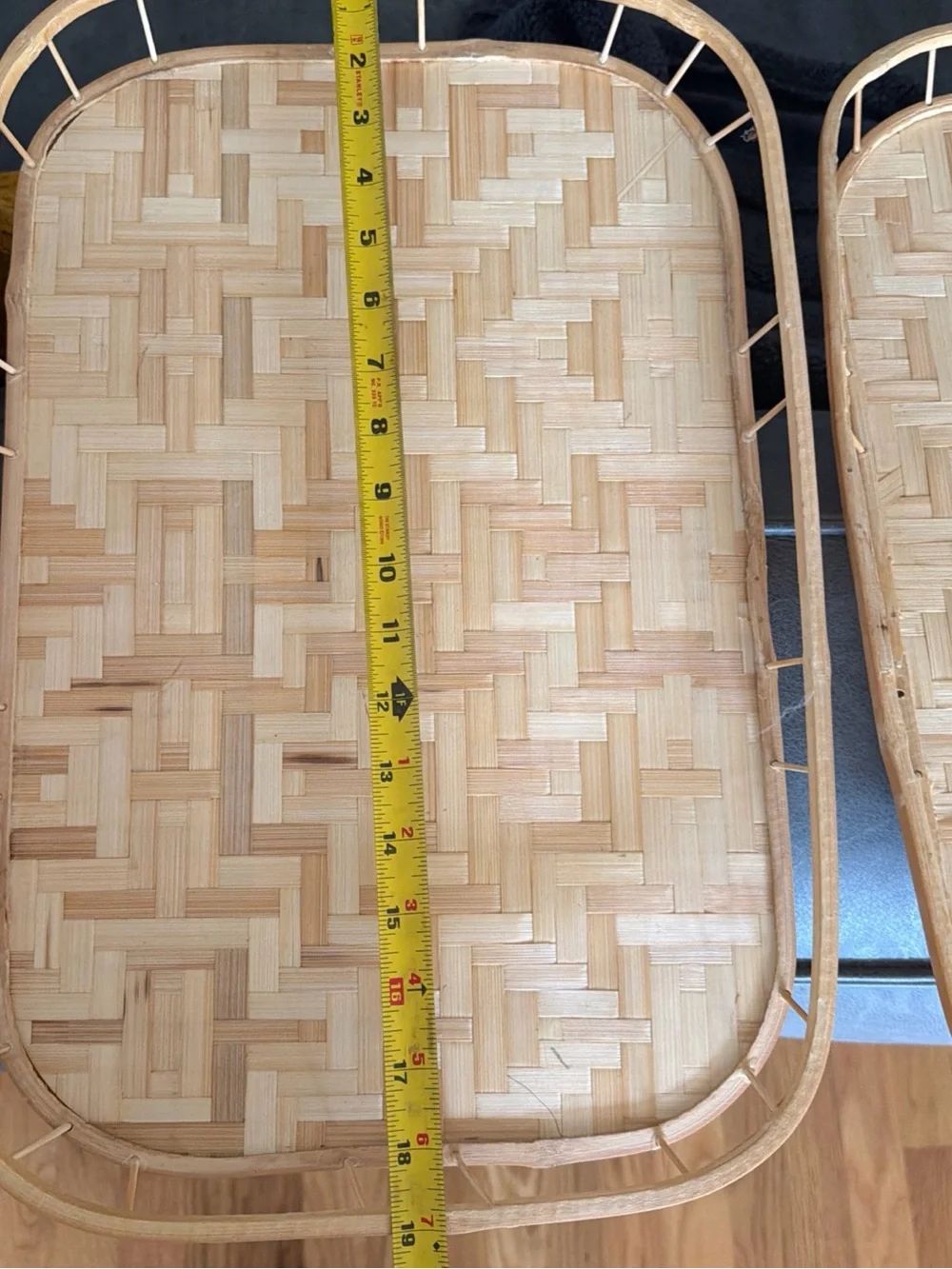 Vintage Set Of 5 Bo Ho Bamboo Wicker Rattan Lap TV Serving Trays MCM Ex Cond